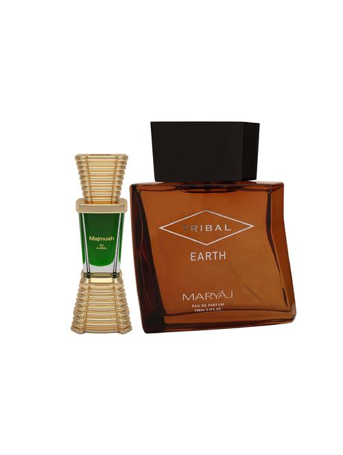 ajmal majmua cp alcohol-free attar 10ml for unisex and maryaj tribal earth edp 100ml for unisex + 2 parfum testers free - 17122215 - Very Small Image - 1