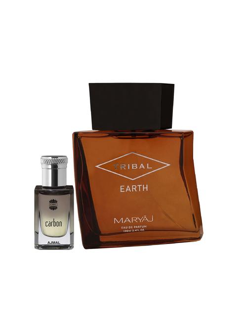 ajmal carbon cp alcohol-free attar 10ml for men and maryaj tribal earth edp 100ml for unisex + 2 parfum testers free - 17122217 - Very Small Image - 1