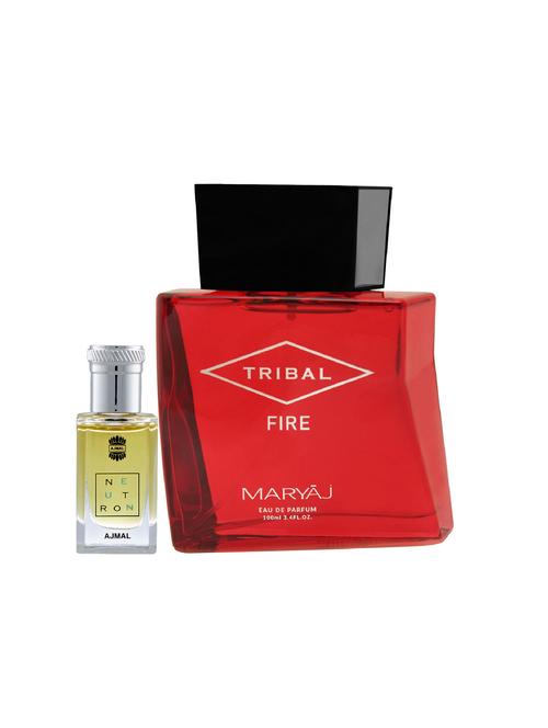 ajmal neutron cp alcohol-free attar 10ml for men and maryaj tribal fire edp 100ml for unisex + 2 parfum testers free - 17122242 - Very Small Image - 1