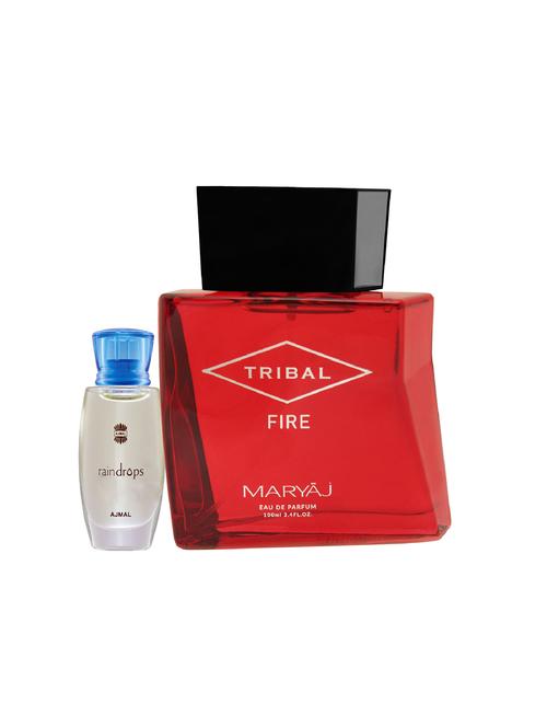 ajmal raindrops cp alcohol-free attar 10ml for women and maryaj tribal fire edp 100ml for unisex + 2 parfum testers free - 17122243 - Very Small Image - 1