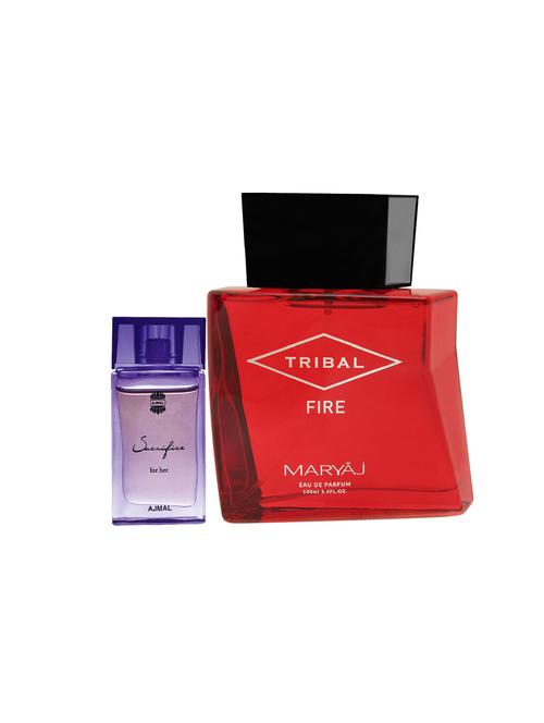 ajmal sacrifice for her cp 10ml for women and maryaj tribal fire edp 100ml for unisex + 2 parfum testers free - 17122250 - Very Small Image - 1