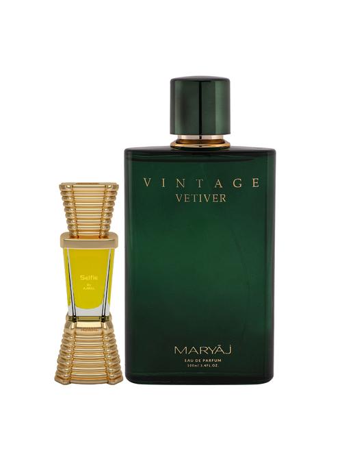 ajmal selfie cp alcohol-free attar 10ml for men and maryaj vintage vetiver edp 100ml for unisex + 2 parfum testers free - 17122263 - Very Small Image - 1