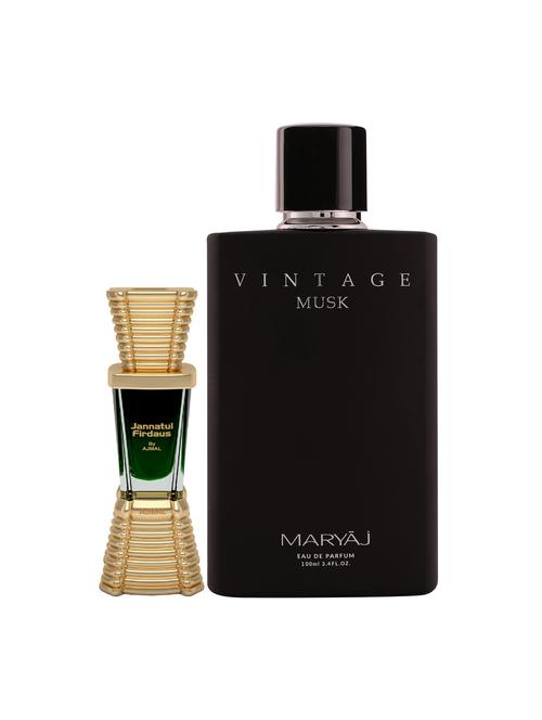 ajmal jannatul firdaus cp alcohol-free attar 10ml for unisex and maryaj vintage edp 100ml for unisex + 2 parfum testers free - 17122276 - Very Small Image - 1