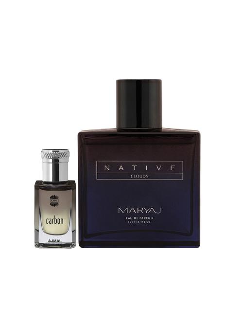 ajmal carbon cp alcohol-free attar 10ml for men and maryaj native clouds edp 100ml for unisex + 2 parfum testers free - 17122327 - Very Small Image - 1