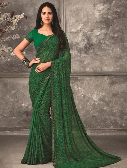 floral printed saree with blouse - 17122785 - Very Small Image - 1