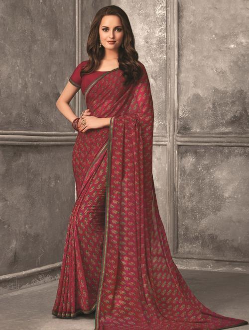 floral printed saree with blouse - 17122796 - Very Small Image - 1