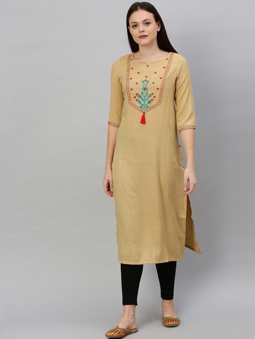 embroidered straight kurta - 17122872 - Very Small Image - 1
