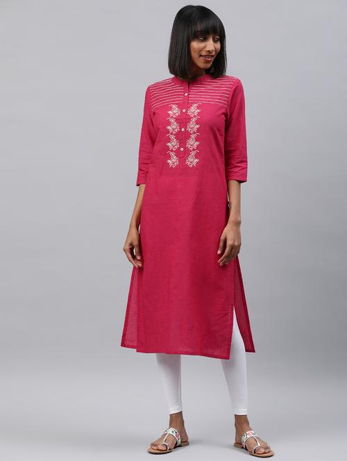 fuchsia straight kurta - 17122920 - Very Small Image - 1
