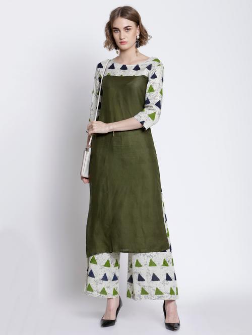contrast straight kurta - 17123660 - Very Small Image - 1