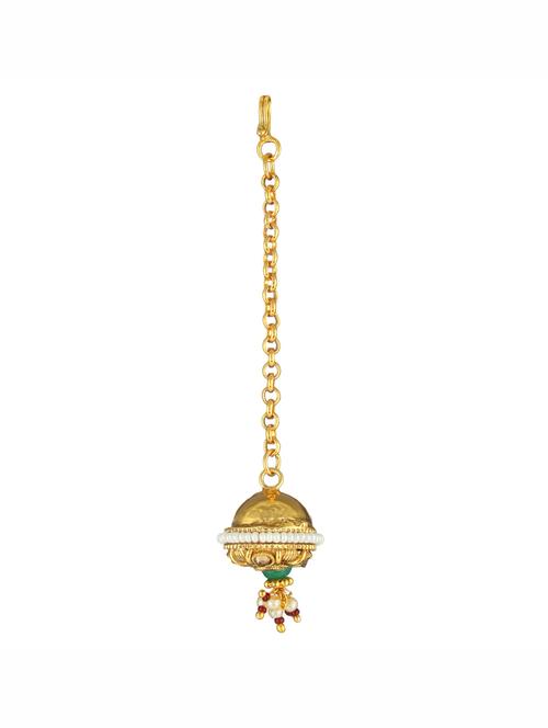 gold colored metal maang teeka - 17124499 - Very Small Image - 1