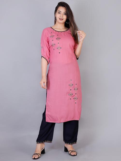 embroidered kurta palazzo set - 17124876 - Very Small Image - 1