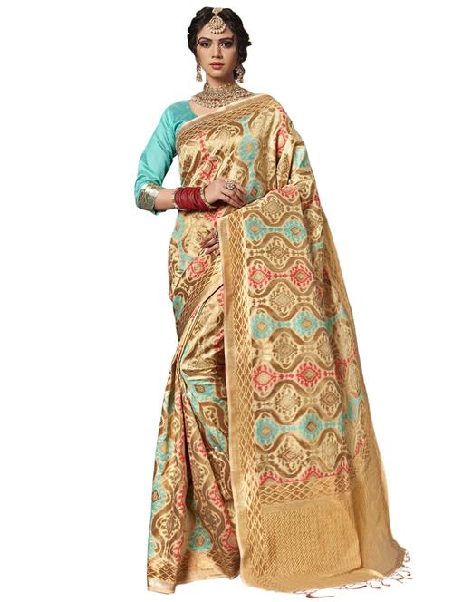 self design woven saree with blouse - 17125141 - Very Small Image - 1