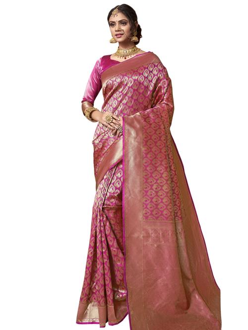 self design woven saree with blouse - 17125148 - Very Small Image - 1