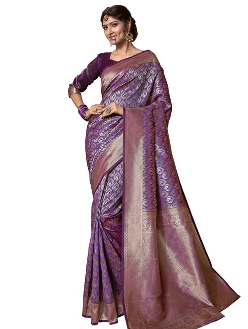 self design woven saree with blouse - 17125150 - Very Small Image - 1