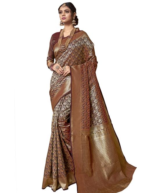 self design woven saree with blouse - 17125151 - Very Small Image - 1