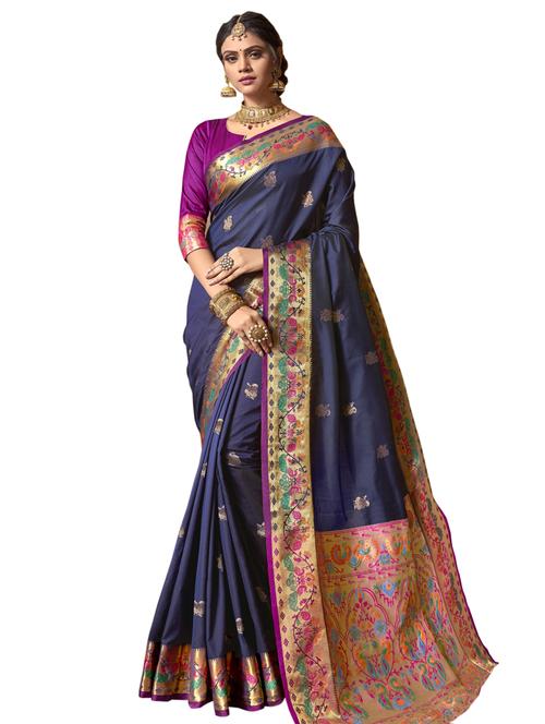 self design woven saree with blouse - 17125186 - Very Small Image - 1