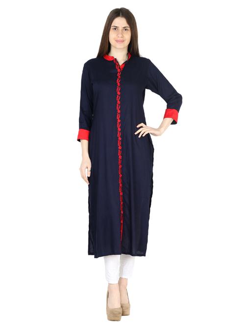 embroidered straight kurta - 17125748 - Very Small Image - 1
