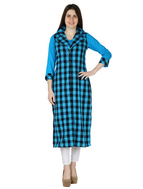 checkered straight kurta - 17125777 - Very Small Image - 1
