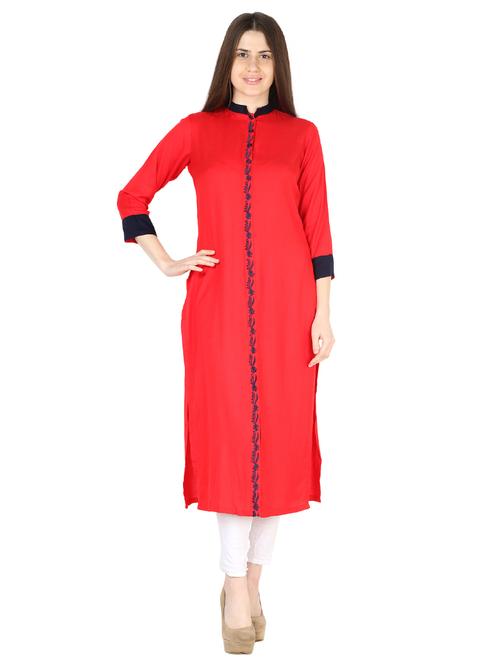 embroidered straight kurta - 17125790 - Very Small Image - 1