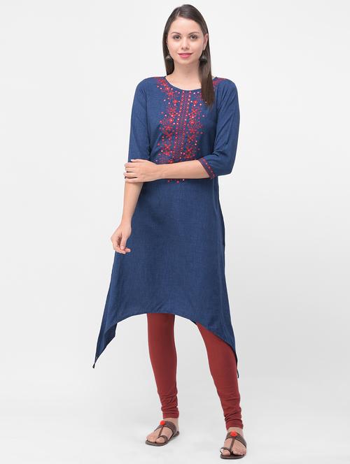 embroidered asymmetric kurta - 17126006 - Very Small Image - 1