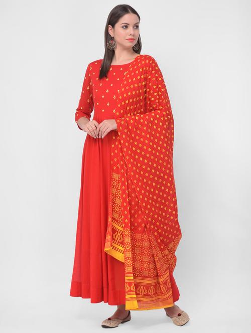 embroidered anarkali kurta dupatta set - 17126039 - Very Small Image - 1