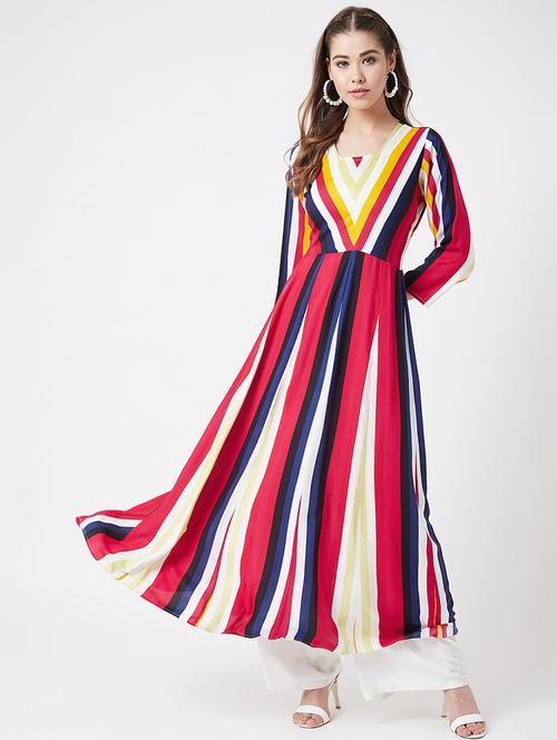 striped flared kurta - 17127028 - Very Small Image - 1