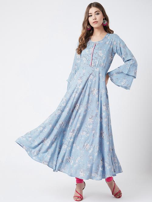 floral flared kurta - 17127036 - Very Small Image - 1