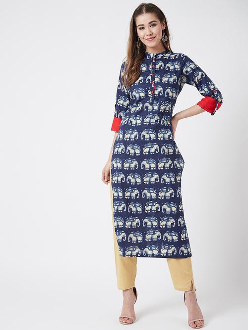 indigo straight kurta - 17127045 - Very Small Image - 1