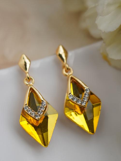 yellow crystal drop earring - 17127954 - Very Small Image - 1