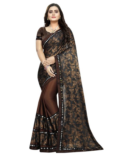 floral ruffle saree with blouse - 17128218 - Very Small Image - 1