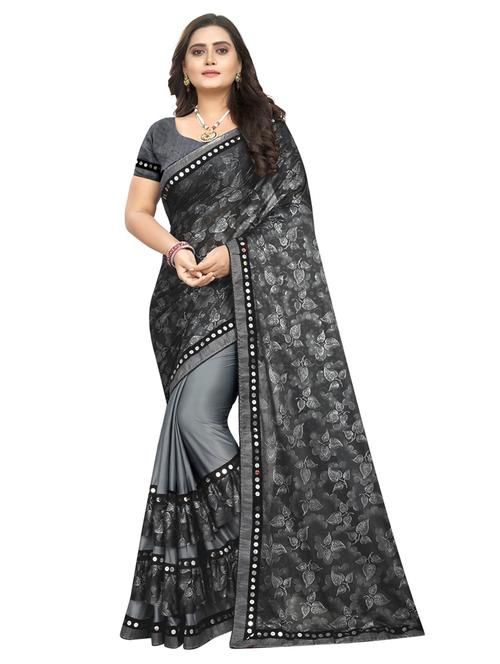 floral ruffle saree with blouse - 17128219 - Very Small Image - 1