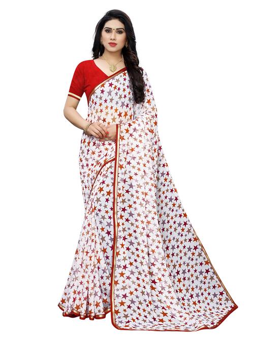 lace detail printed saree with blouse - 17128226 - Very Small Image - 1