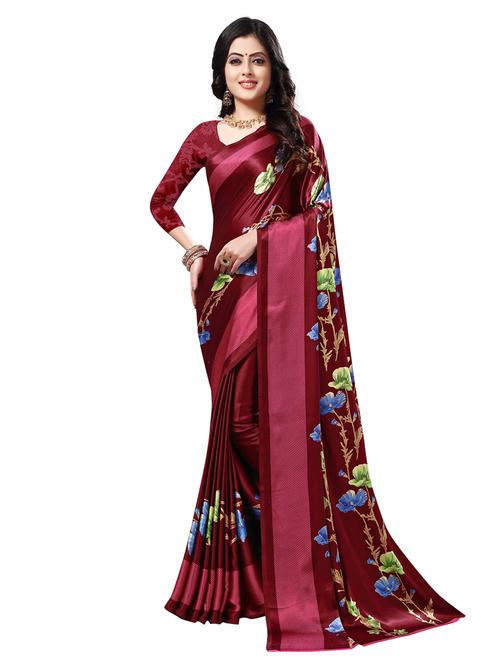 checkered printed saree with blouse - 17128235 - Very Small Image - 1