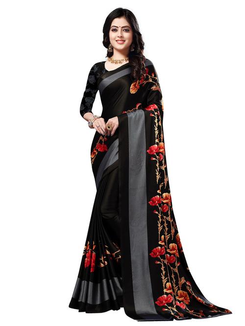 floral printed saree with blouse - 17128238 - Very Small Image - 1
