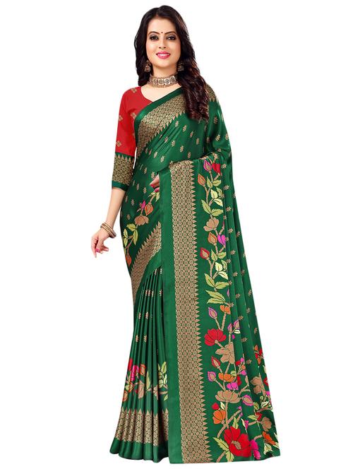 floral printed saree with blouse - 17128240 - Very Small Image - 1