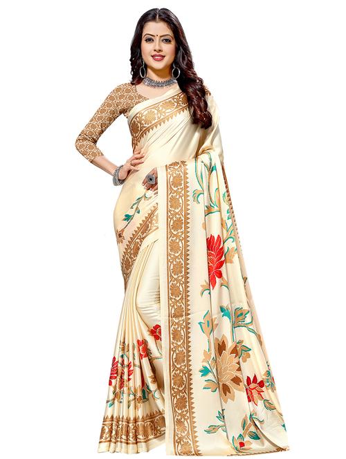 floral printed saree with blouse - 17128247 - Very Small Image - 1