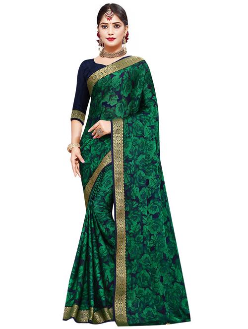 floral printed saree with blouse - 17128253 - Very Small Image - 1