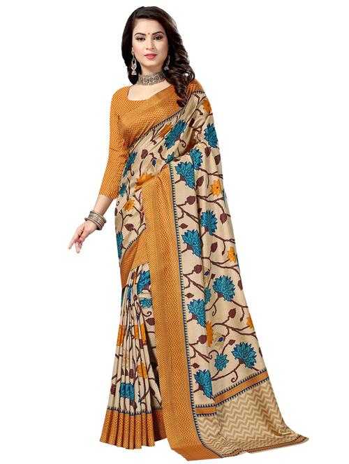 floral printed saree with blouse - 17128266 - Very Small Image - 1
