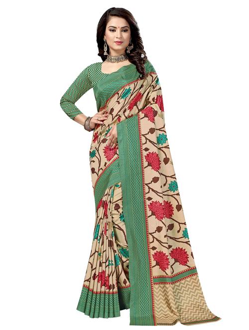 floral printed saree with blouse - 17128267 - Very Small Image - 1