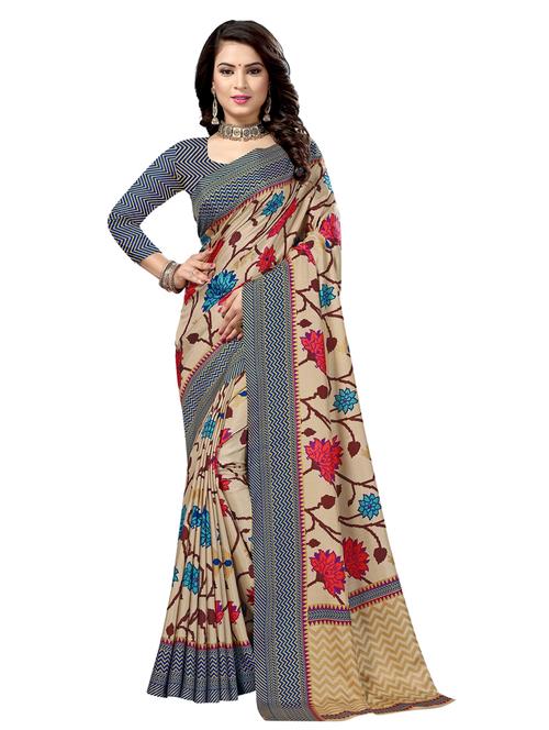 floral printed saree with blouse - 17128269 - Very Small Image - 1