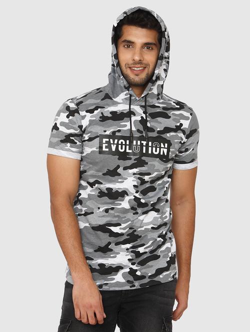 grey camouflage hooded t-shirt - 17129622 - Very Small Image - 1
