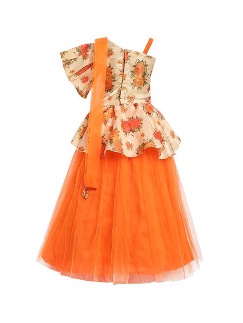 orange silk blend lehenga choli - 17130032 - Very Small Image - 1