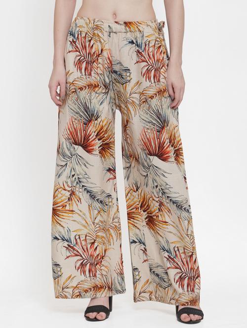 floral print flared palazzo - 17130428 - Very Small Image - 1