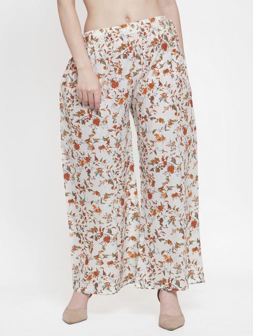 floral print flared palazzo - 17130429 - Very Small Image - 1