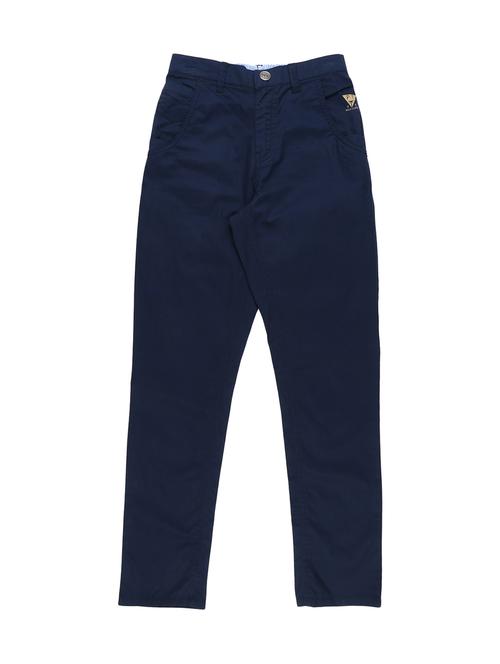 dark blue cotton blend casual trouser - 17130629 - Very Small Image - 1