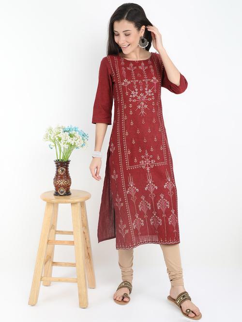 printed straight kurta - 17131215 - Very Small Image - 1