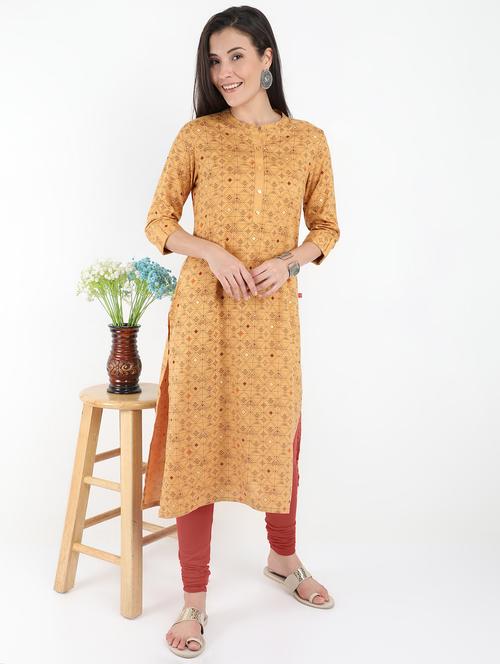 printed straight kurta - 17131217 - Very Small Image - 1