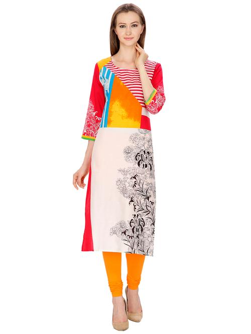 printed straight kurta - 17131276 - Very Small Image - 1