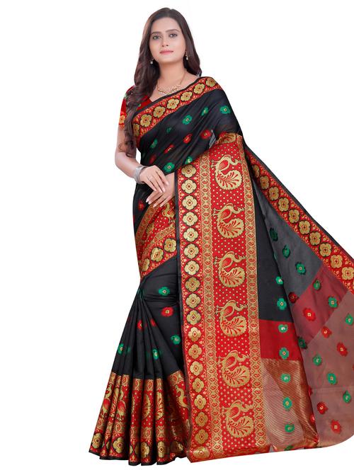 self design woven saree with blouse - 17134626 - Very Small Image - 1