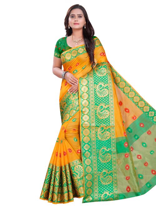 self design woven saree with blouse - 17134631 - Very Small Image - 1